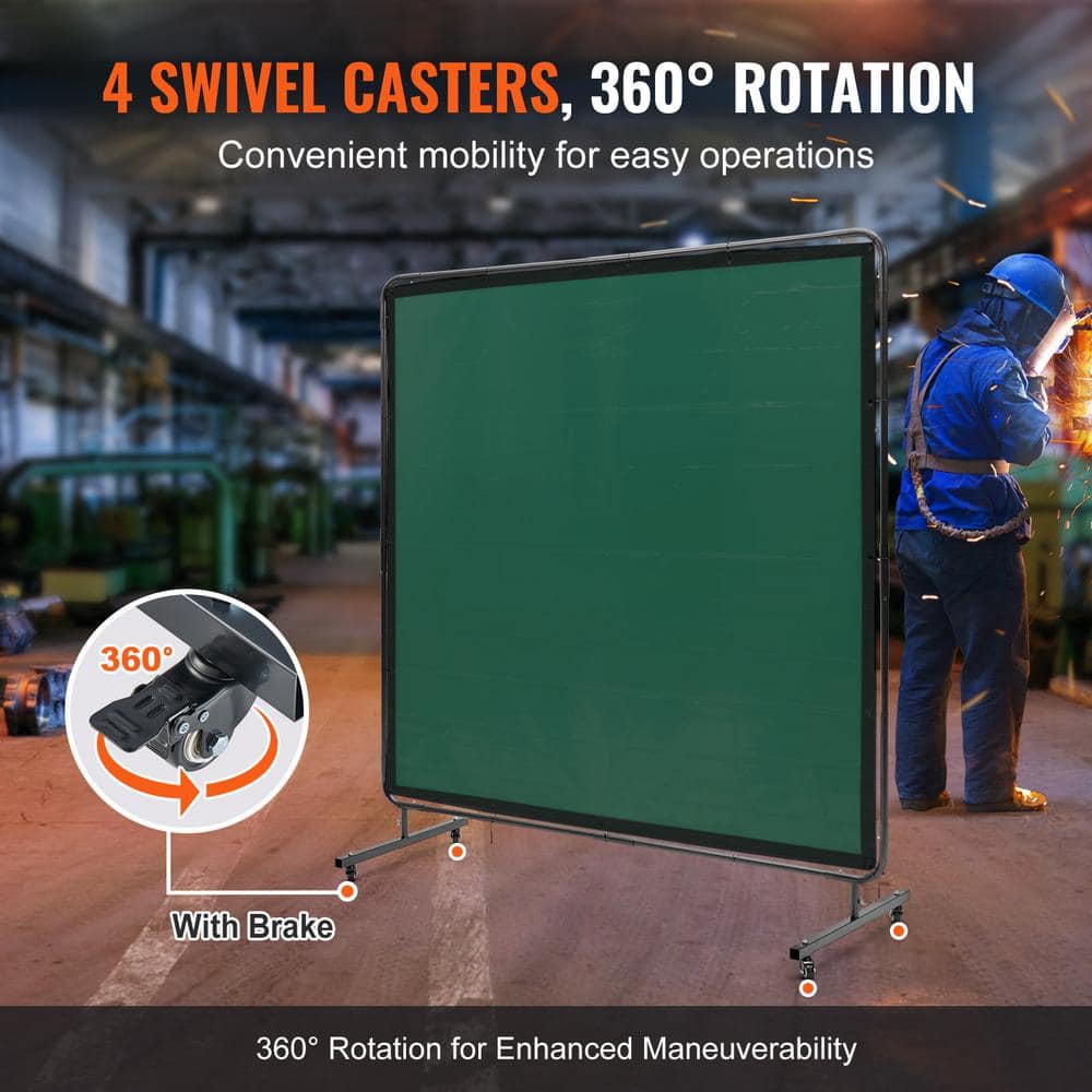 SKYSHALO Welding Screen with Frame, 6 ft. x 6 ft. Welding Curtain Screen, Flame-Resistant Vinyl Welding Protection Screen (3)