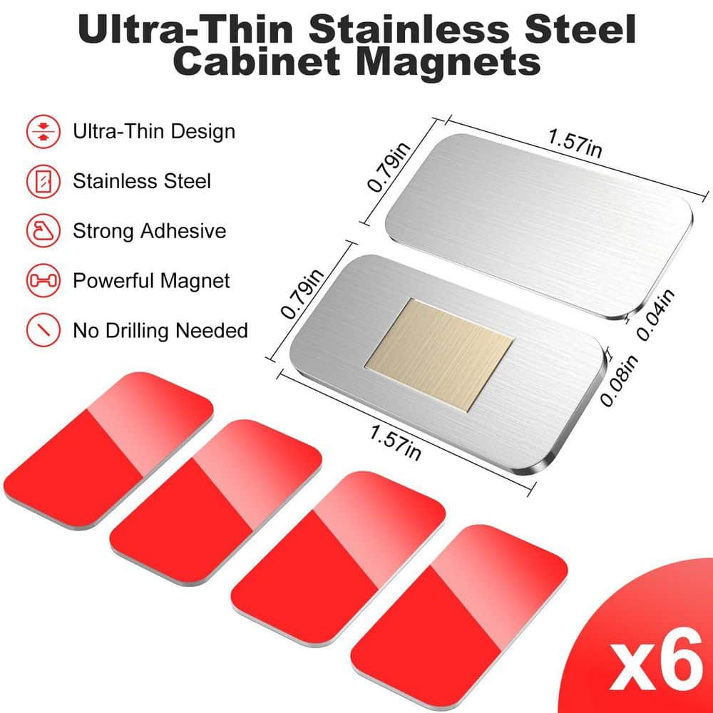 LAIFUCAM Stainless Steel Magnetic Ultra Thin Adhesive Door Latch Strong Hold Rust Resistant Cabinet Catch (6-Pack) (3)