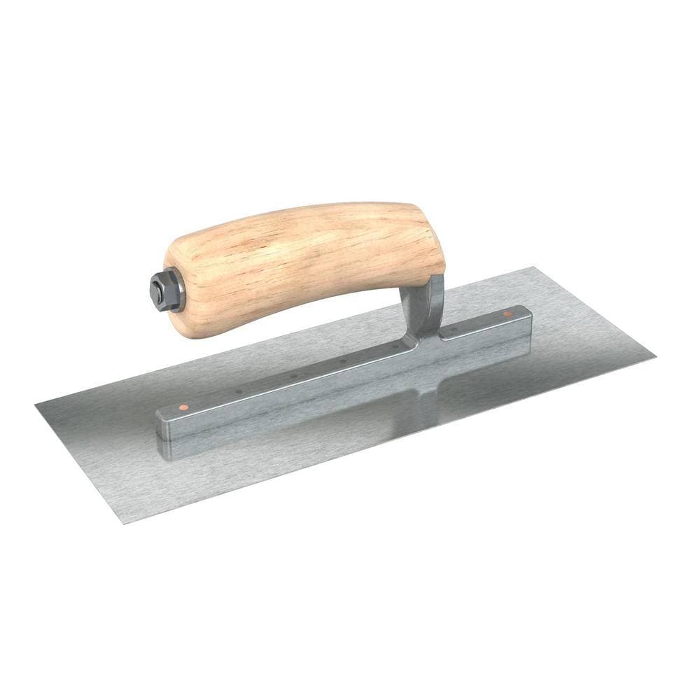 Bon Tool 12 in. x 5 in. Razor Stainless Steel Square End Finish Trowel with Wood Handle and Long Shank (2)