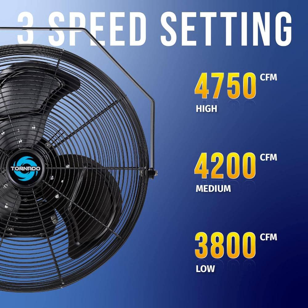 Adrinfly 20 in. 3-Speed Outdoor Water-Resistant High Velocity Fan Industrial Workstation Wall Mount Fan for Commercial, Black (3)