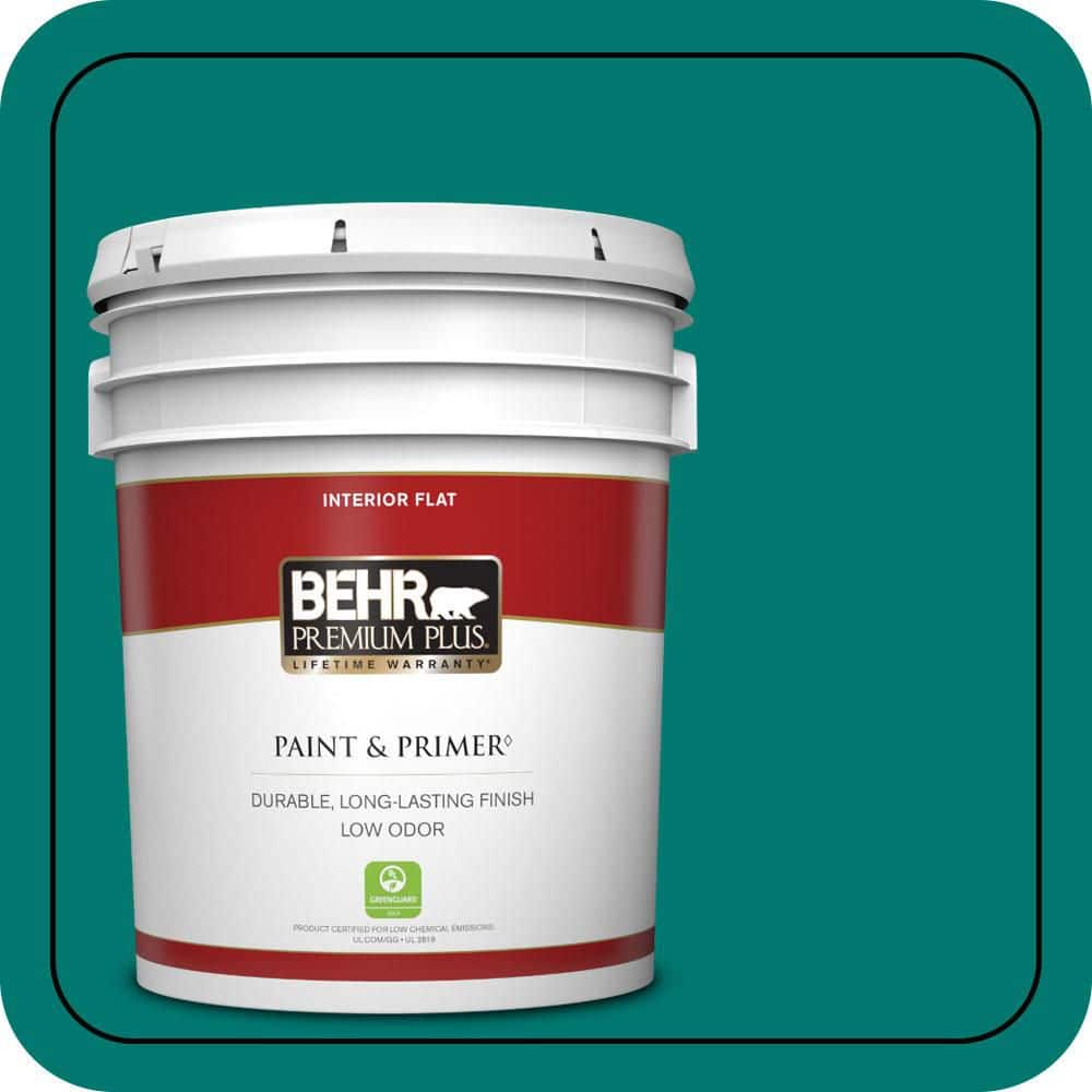 BEHR PREMIUM PLUS 5 gal. #490B-7 Mermaid Harbor Flat Low Odor Interior Paint & Primer