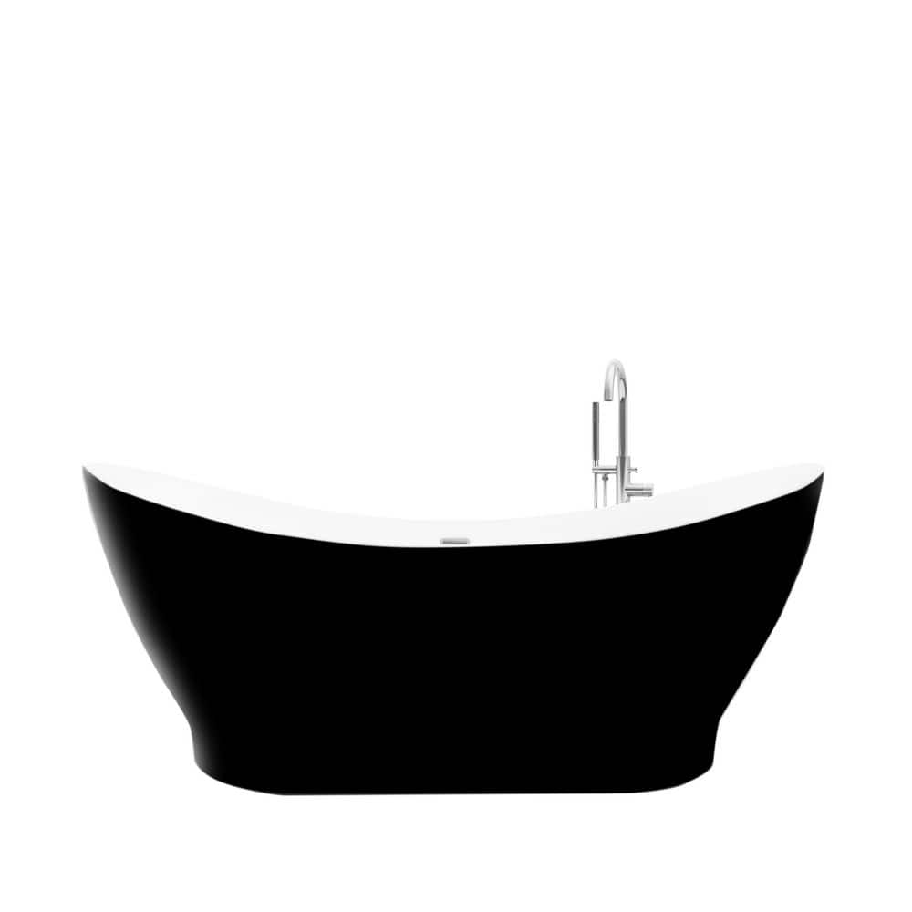 A&E Polar 66 in. Acrylic Double Slipper Flatbottom Non-Whirlpool Freestanding Oval Bathtub in Black Matte (2)