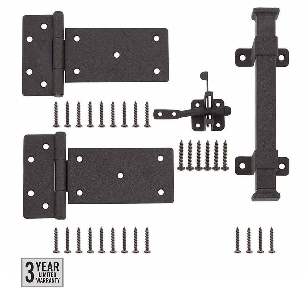 Everbilt Black Rust Defender Decorative Gate Hinge and Pull Set