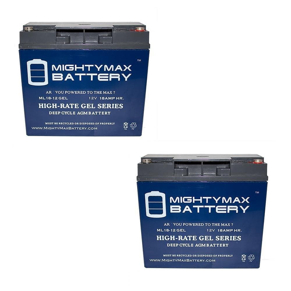 MIGHTY MAX BATTERY 12-Volt 18AH GEL Battery for Pride Mobility - Revo Scooter - 2 Pack
