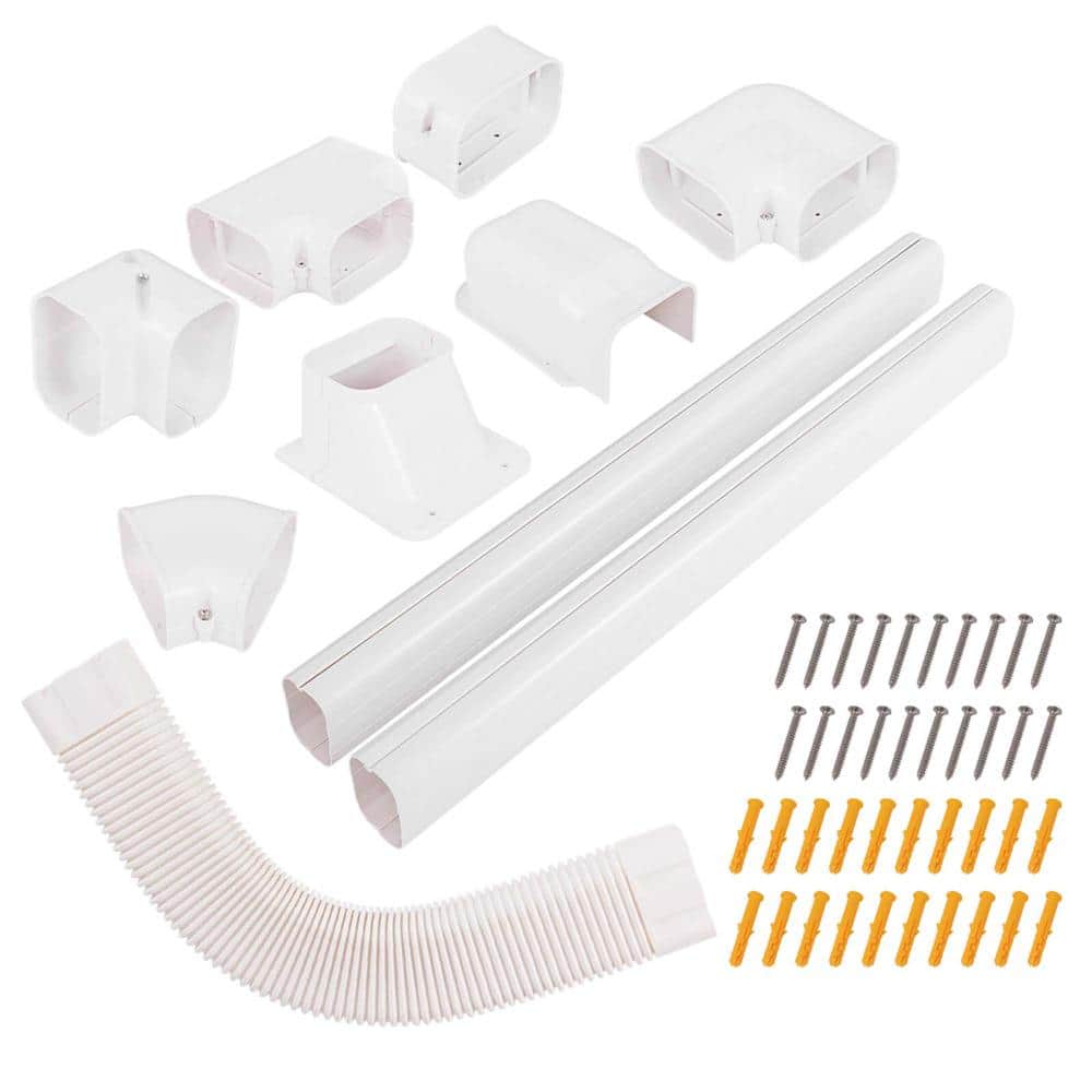 Costway 4 in. PVC Decorative Mini Split Line Set Cover with Flexible Duct and Straight Duct (1)
