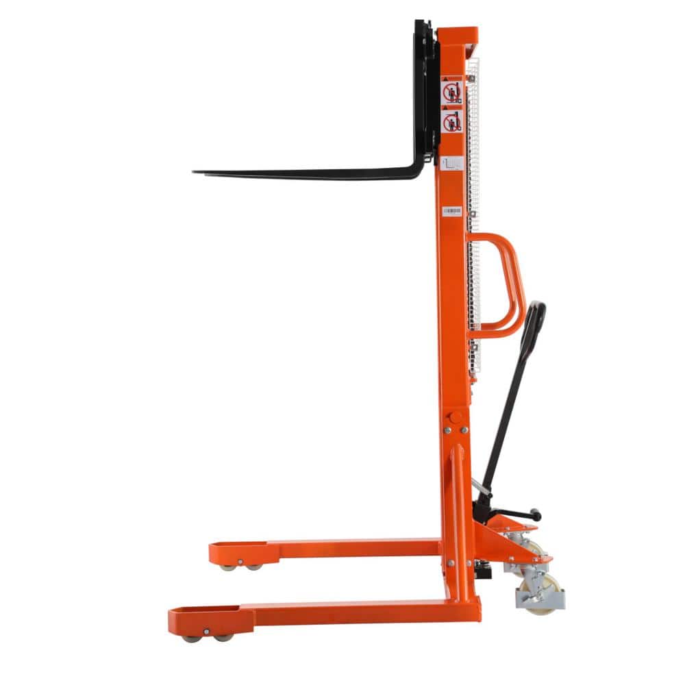 TORY CARRIER Manual Pallet Stacker 2200 lbs. Hand Straddle Stacker 63 in. Max Lift Height Orange (2)