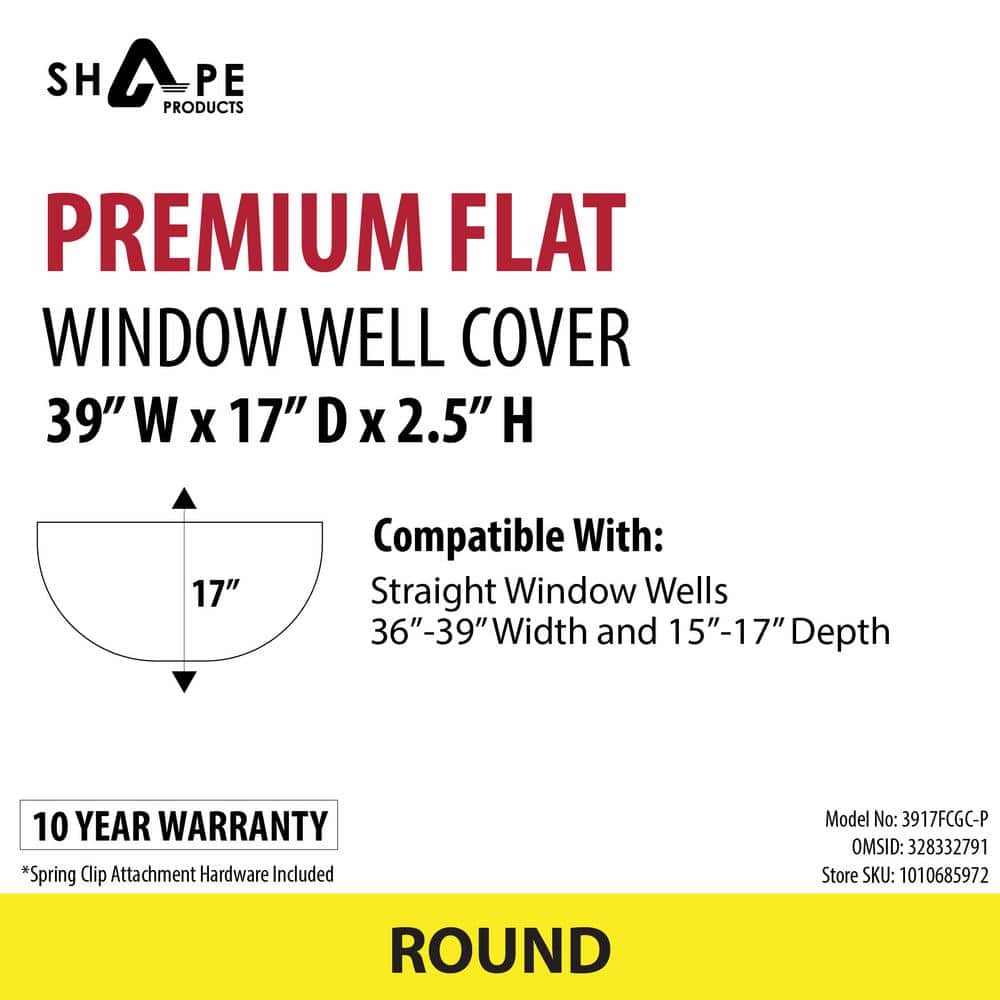 SHAPE PRODUCTS 39 in W x 17 in D x 2-1/2 in H Premium Round Flat Window Well Cover (2)