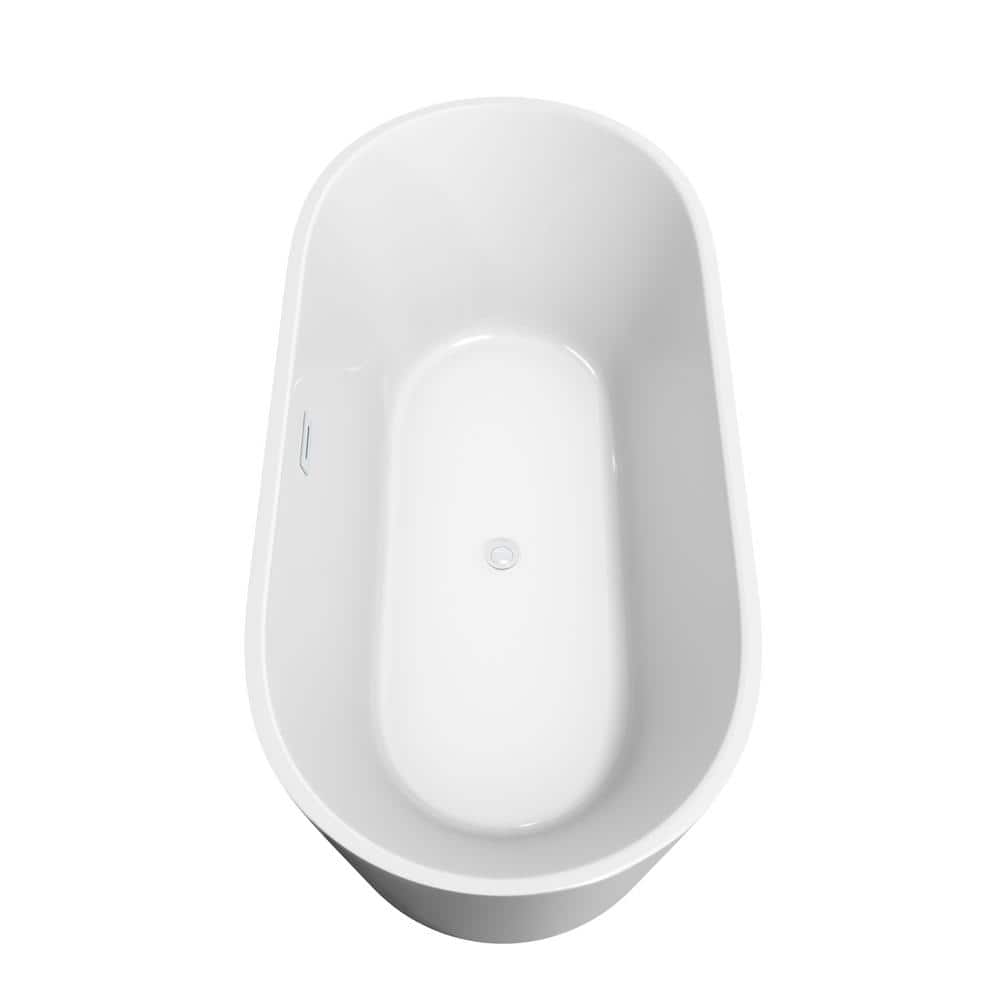 Wyndham Collection Carissa CD 67 in. x 31.5 in. Soaking Bathtub with Center Drain in White with Shiny White Trim and Brushed Gold Faucet (3)