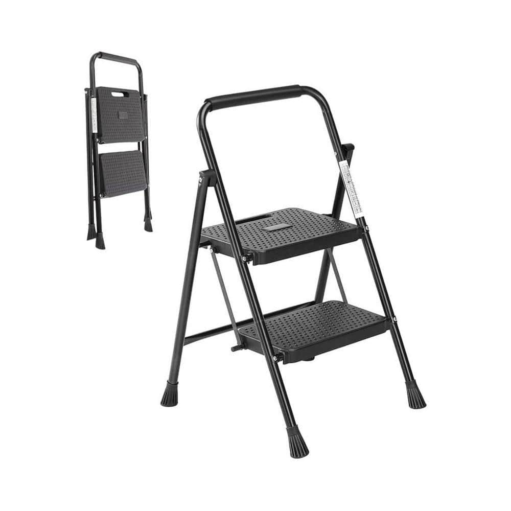 KIWDZFU 2 Step 6.7 ft. Reach Foldable Ladder, 800 lbs. Capacity, Anti-Slip Pedal, Lightweight for Home and Outdoor Use (1)