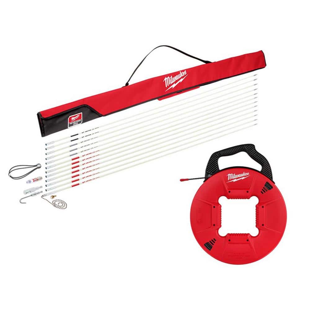 Milwaukee 60 ft. Fiberglass Fish Stick Low/Mid/High Flex Combo Kit with 200 ft. Polyester Fish Tape with Non-Conductive Tip