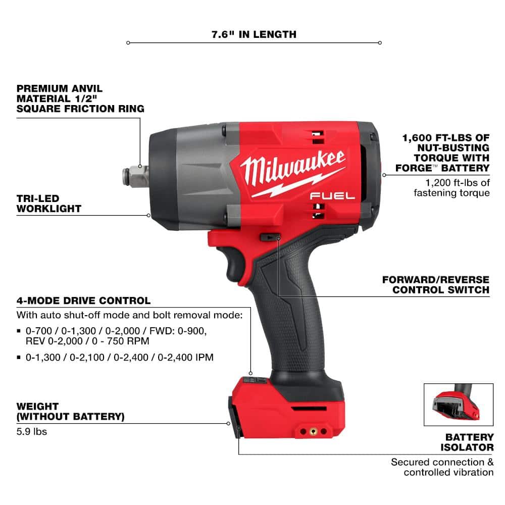 Milwaukee M18 FUEL 18-Volt Lithium-Ion Brushless Cordless . Impact Wrench with Friction Ring and FUEL Hammer Drill/Driver (3)