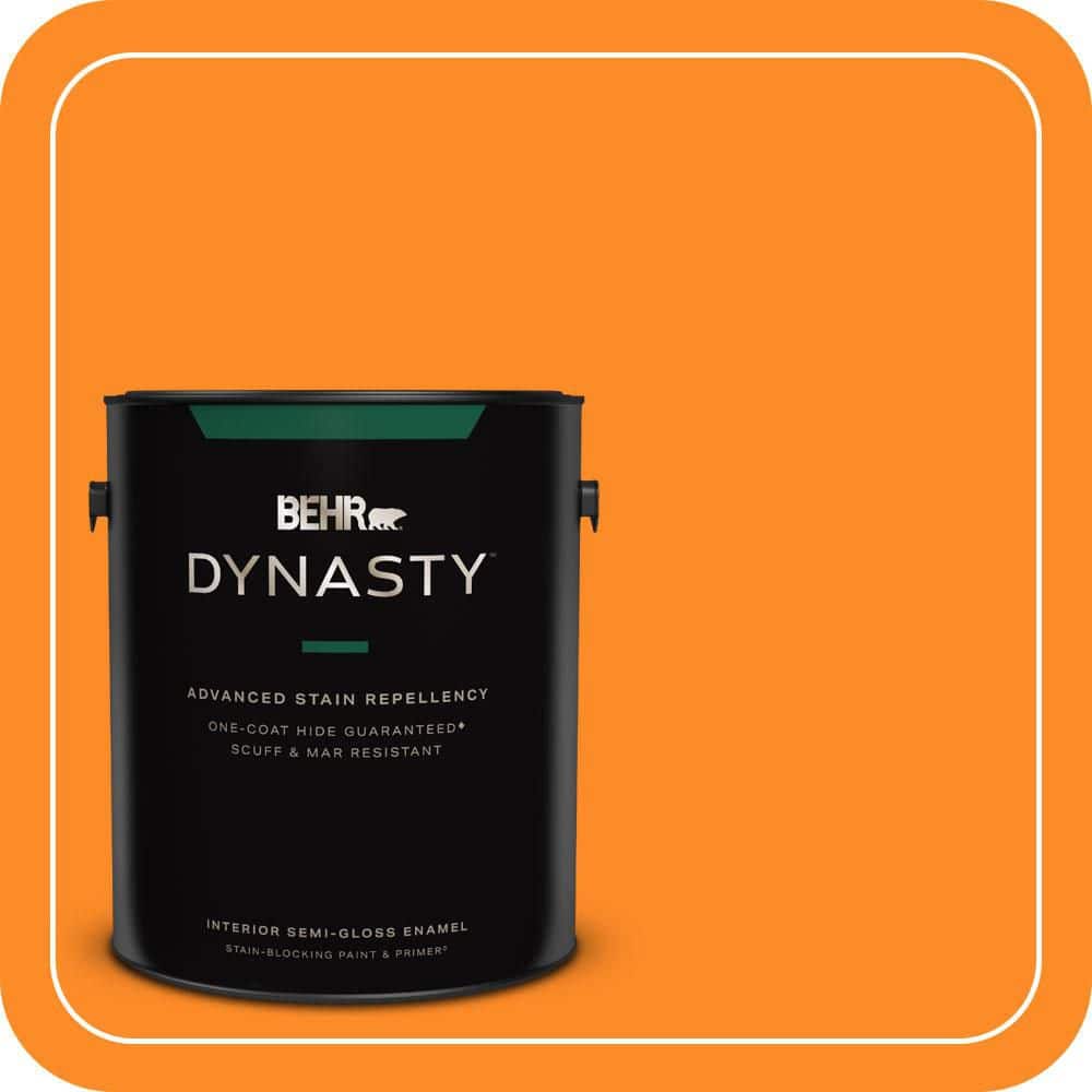 BEHR DYNASTY 1 gal. #S-G-280 Mango Madness Semi-Gloss Enamel Interior Stain-Blocking Paint & Primer
