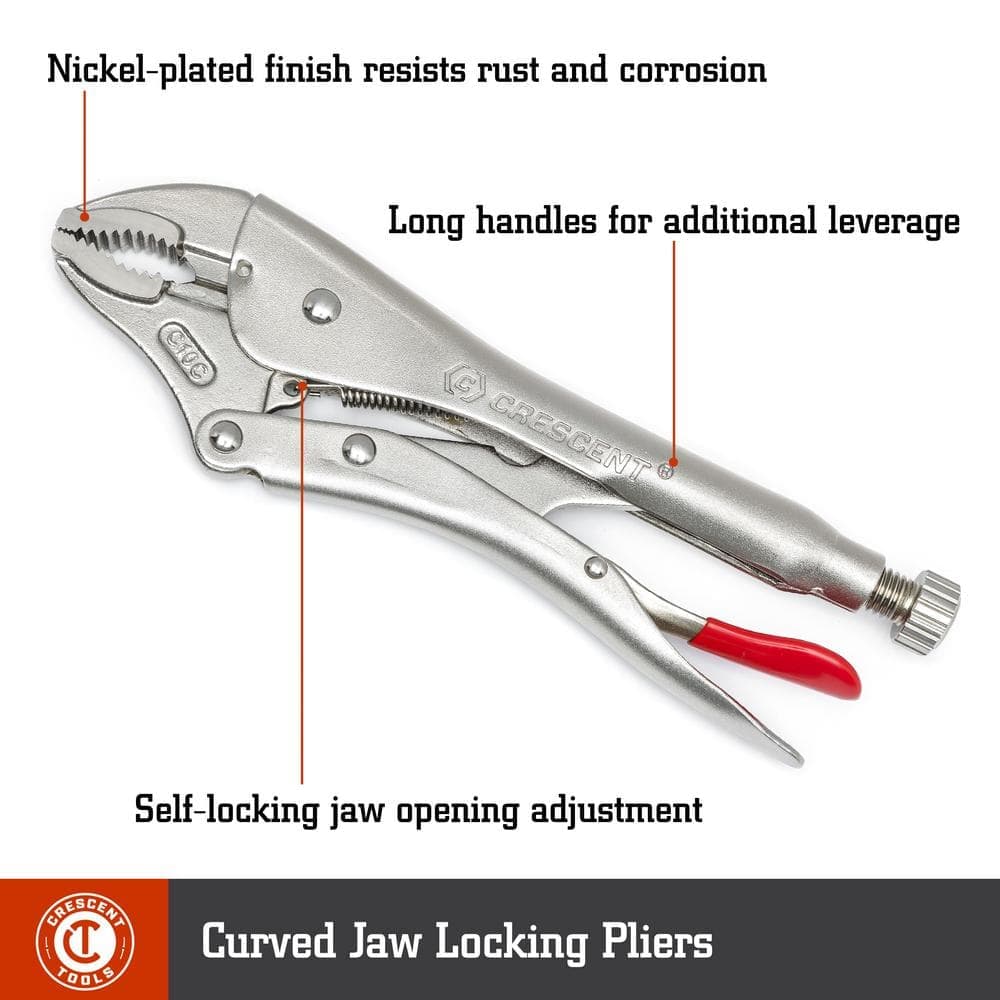 Crescent Curved Jaw Locking Plier Set with Wire Cutter and Hex Ready Adjusting Screw (2)