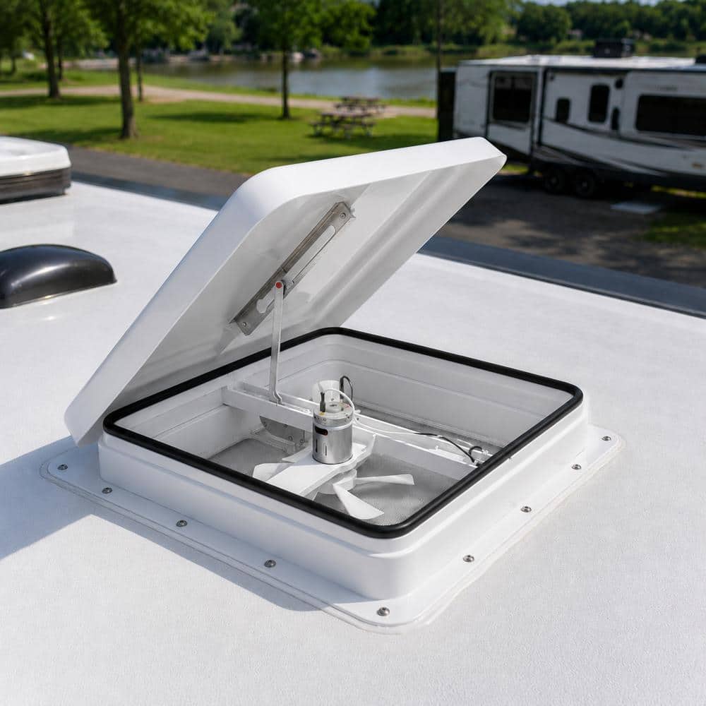 Unbranded 14 Inch Trailer Roof Vent with 12V Fan 14 x 14 in Camper Vent with 6 in Blades for RV and Trailer (2)