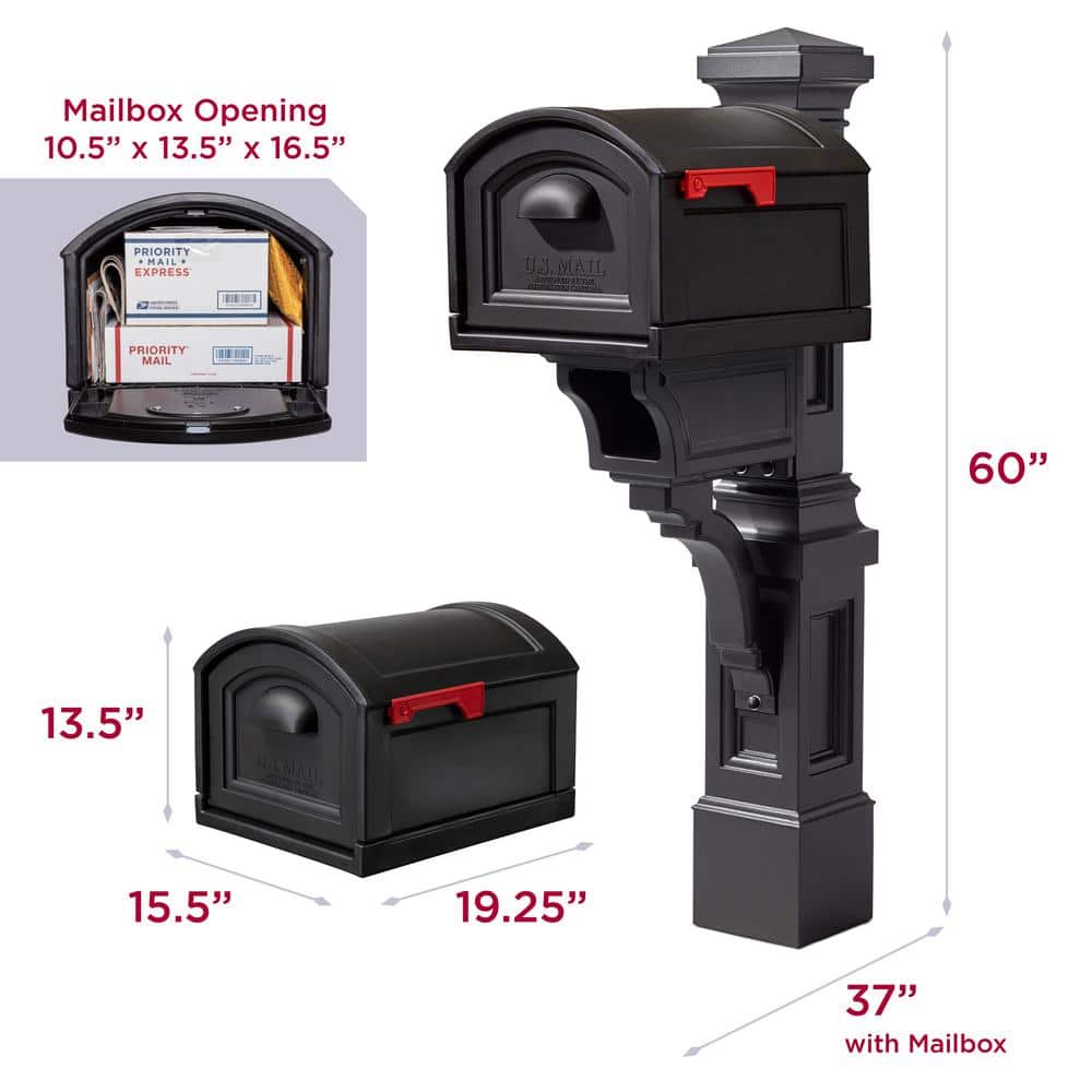 Step2 Atherton Resin Overpost Extra Large Black Onyx Mailbox and Black Onyx Mail Post Combo (2)