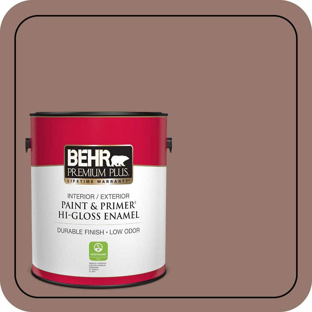 BEHR PREMIUM PLUS 1 gal. #N160-5 Chocolate Delight Hi-Gloss Enamel Interior/Exterior Paint & Primer