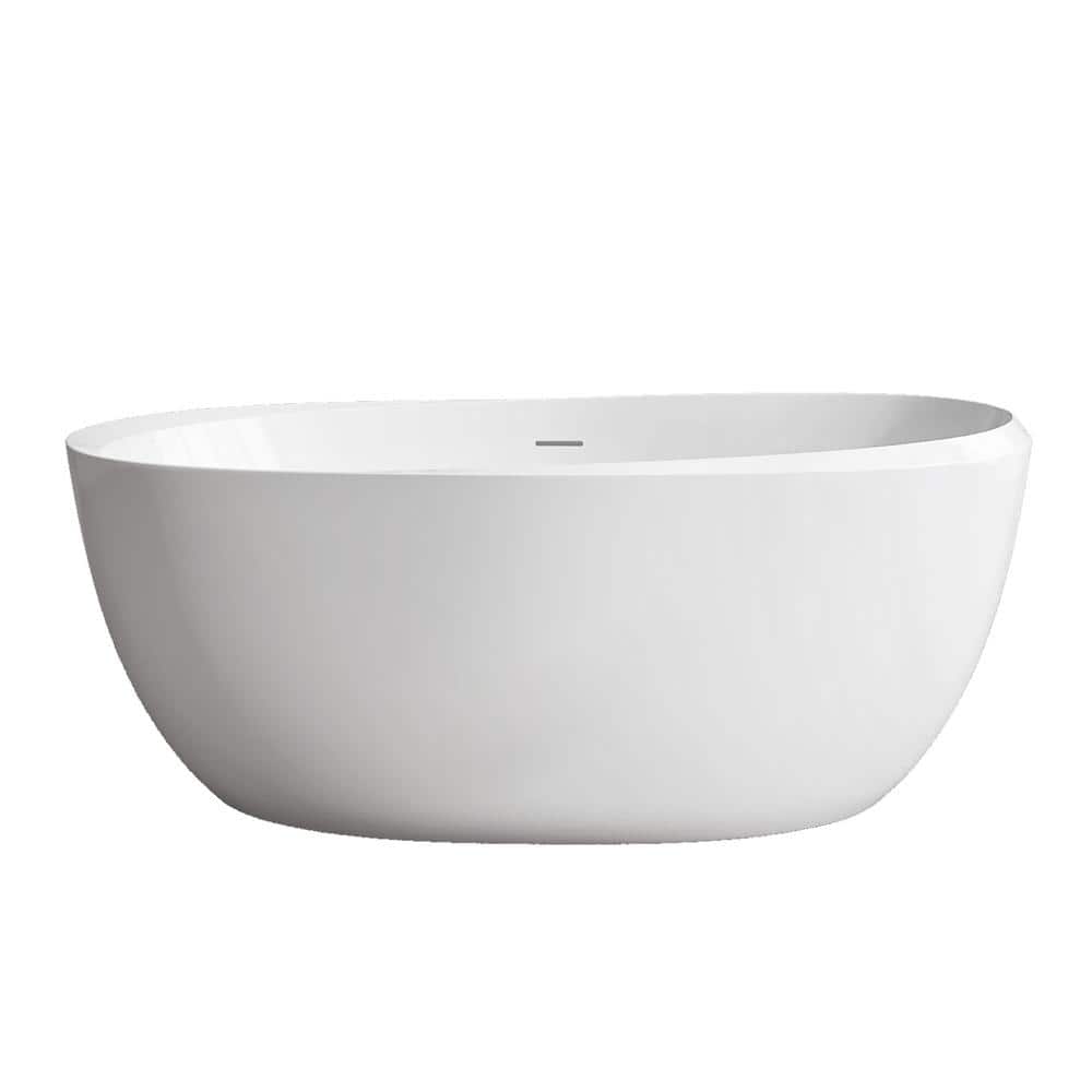 Boosicavelly 67 in. W x 30 in. D x 24 in. H Acrylic Freestanding Soaking Bathtub with center Drain in Gloss White (1)