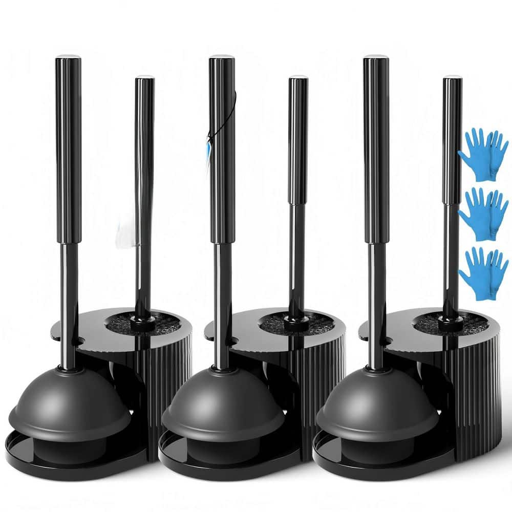 Helhom 2 in 1 Toilet Brush and Plunger Set, Extended Handle Plunger,Toilet Bowl Brush Plunger Set
