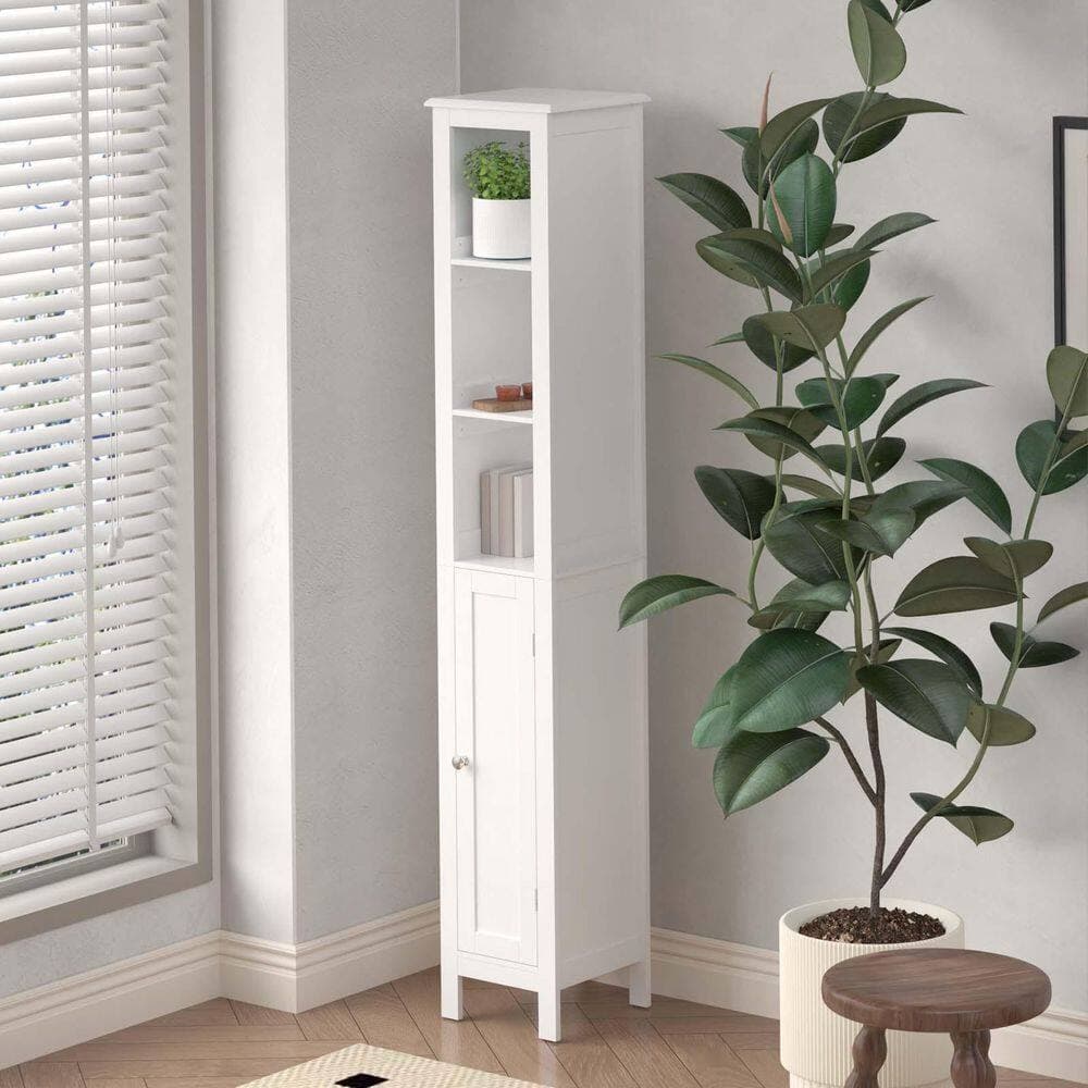 Unbranded 11 in. W x 11 in. D x 65 in. H White Linen Cabinet, Bathroom Storage Cabinet, Slim 1-Door Freestanding Bathroom Cabinet (2)