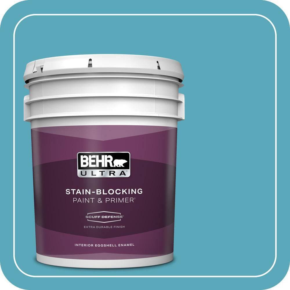 BEHR ULTRA 5 gal. #T15-11 Sonic Blue Extra Durable Eggshell Enamel Interior Paint & Primer