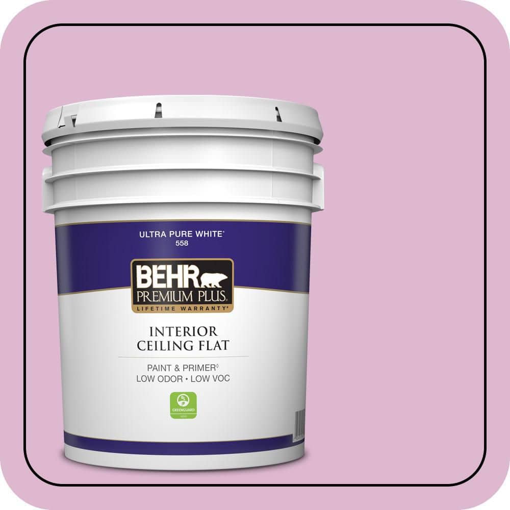 BEHR PREMIUM PLUS 5 gal. #M120-3 Pink Wink Ceiling Flat Interior Paint & Primer (1)