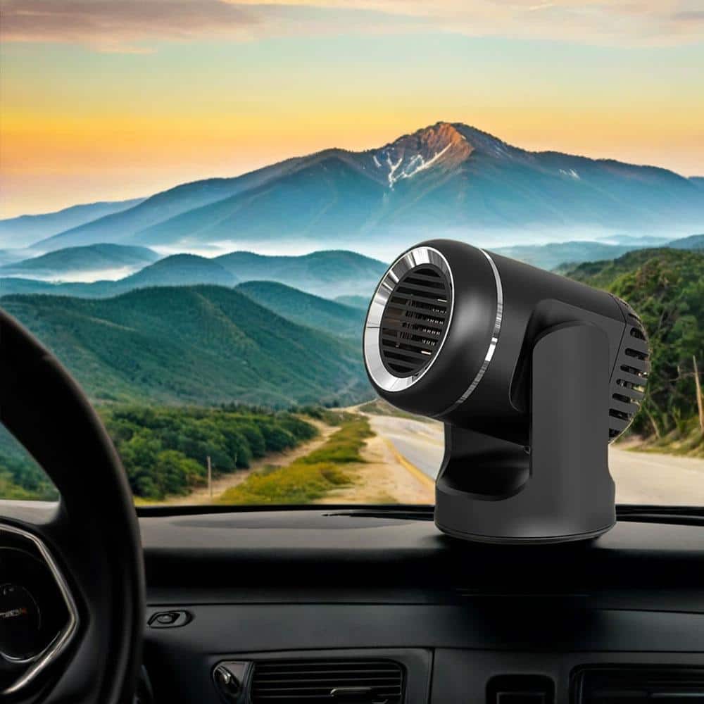 Ahfiwaso Portable Black Car Heater, 2 in 1 Heating & Cooling Fan Rotatable Demister Defroster with 4.92 ft. Cord (2)