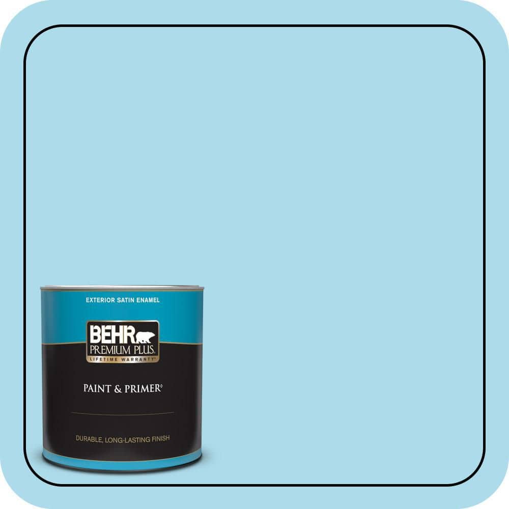 BEHR PREMIUM PLUS 1 qt. #530A-3 Frosty Glade Satin Enamel Exterior Paint & Primer