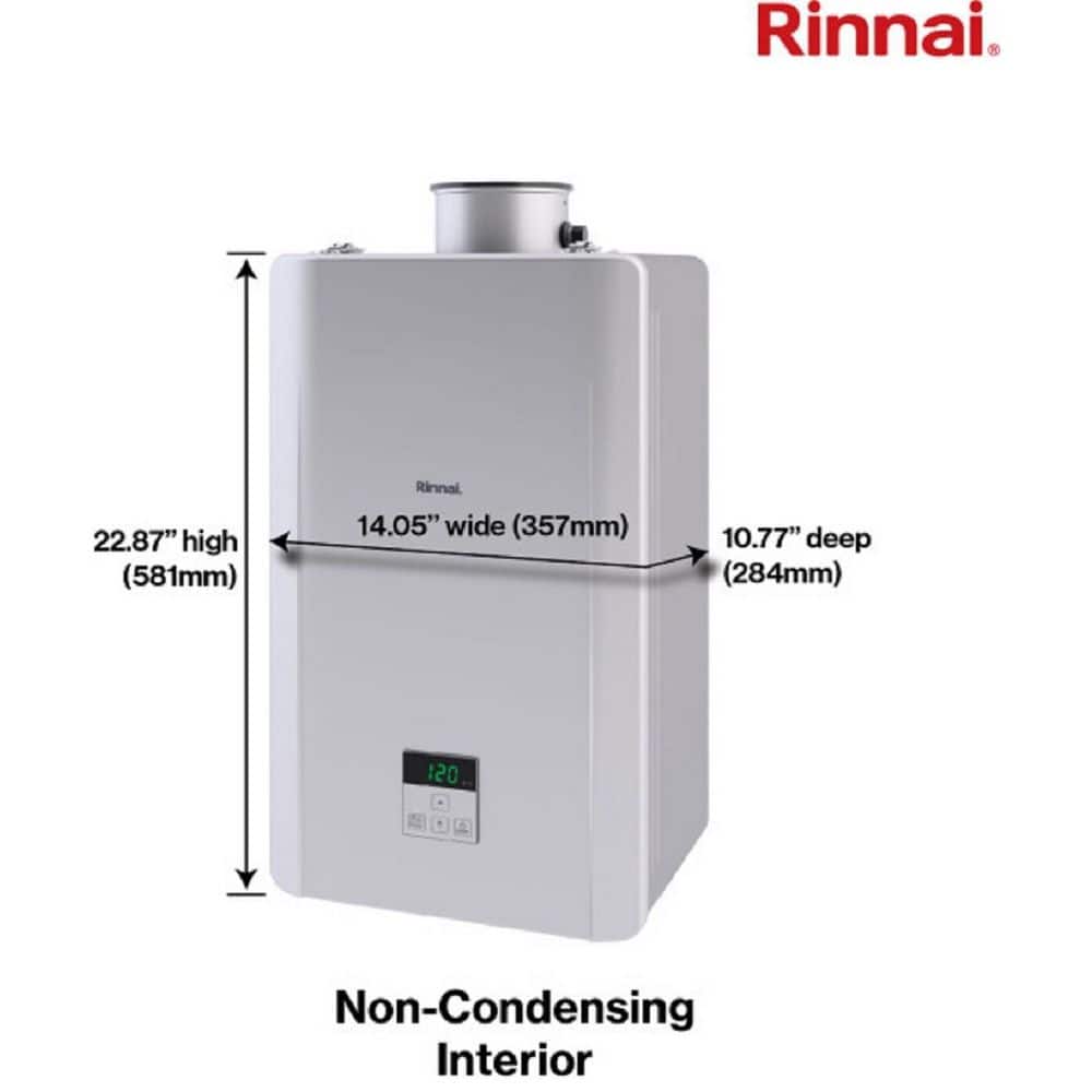 Rinnai High Efficiency Non-Condensing 9.8 GPM Residential 199,000 BTU Interior Tankless Water Heater (2)