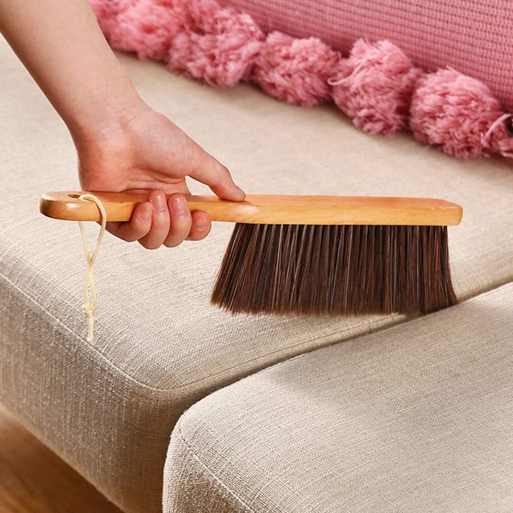 KIWDZFU Horse Hair Hand Broom Dust Brush with Wood Handle for Furniture Car Bed Counter Woodworking Cleaning (2)