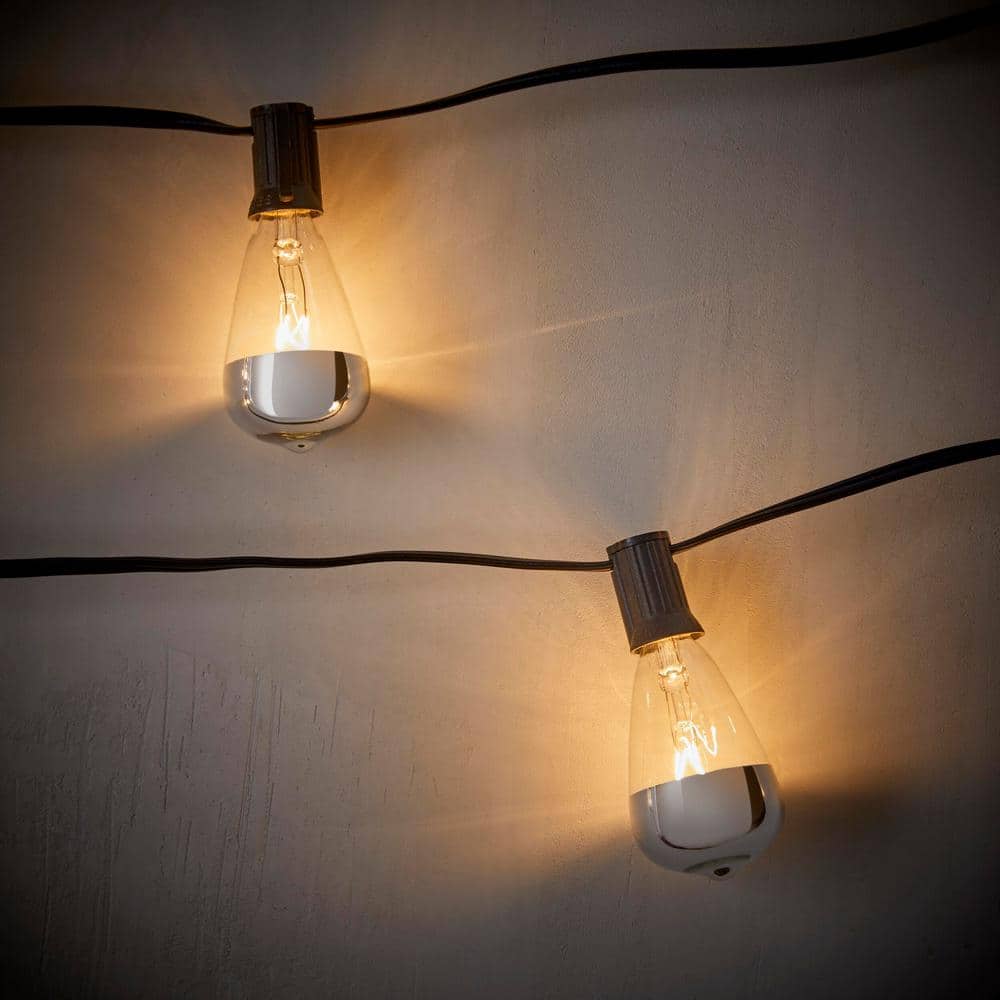 Hampton Bay 10-Light 11 ft. Indoor/Outdoor Plug-In ST38 Incandescent Bulb String Light with Silver Bottom (4)