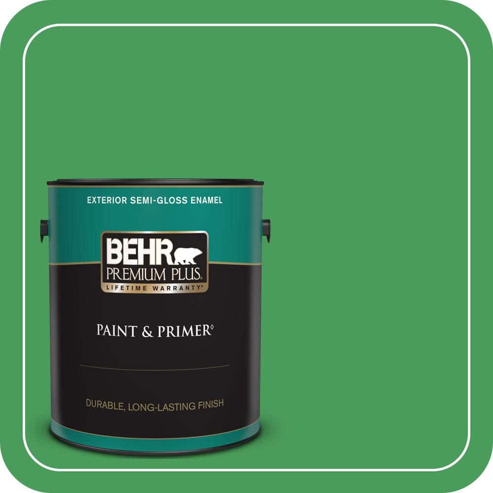 BEHR PREMIUM PLUS 1 gal. #P400-6 Clover Patch Semi-Gloss Enamel Exterior Paint & Primer