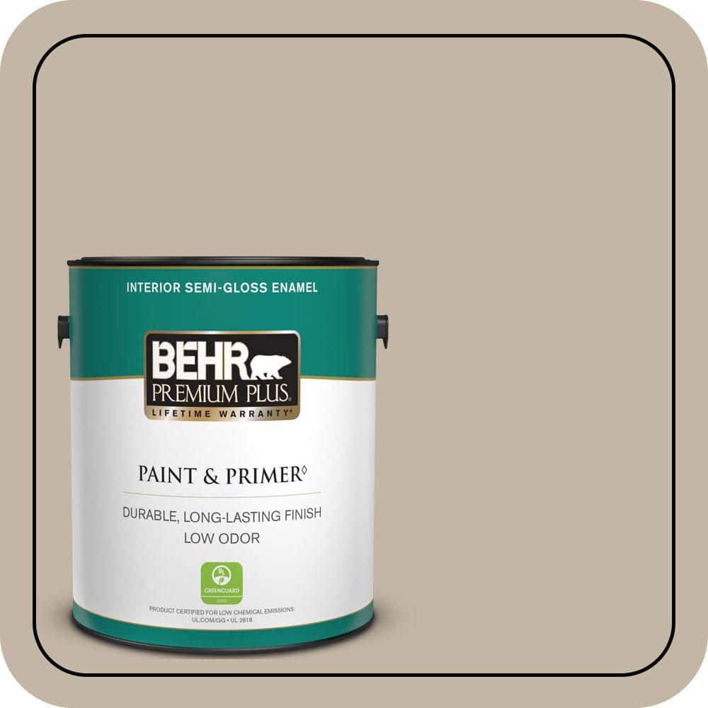 BEHR PREMIUM PLUS 1 gal. #MQ2-51 Pasha Brown Semi-Gloss Enamel Low Odor Interior Paint & Primer