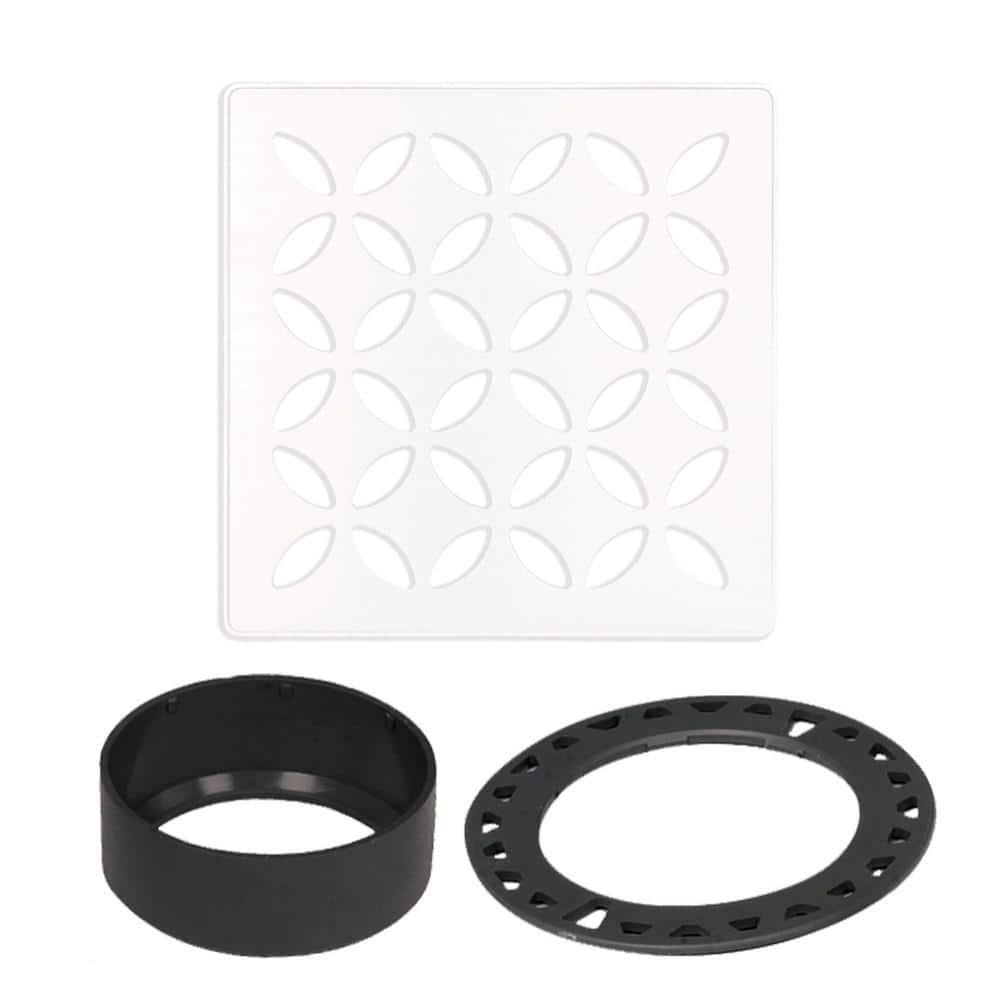 Schluter Kerdi-Drain 4 in. Matte White Floral Drain Grate