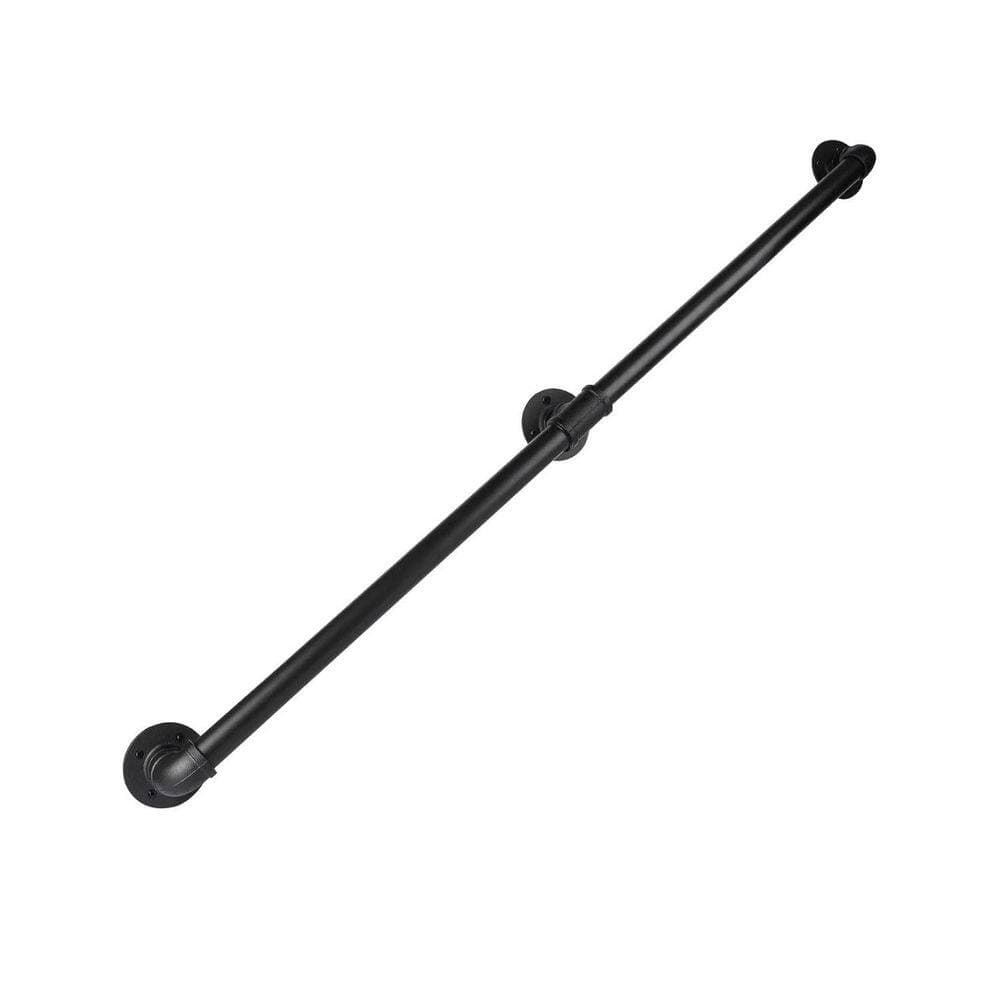Afoxsos 6 ft. Metal Industrial Iron Stair Handrail Black Galvanized Indoor Outdoor Wall Mount Safety Handle Steps Baluster (1)