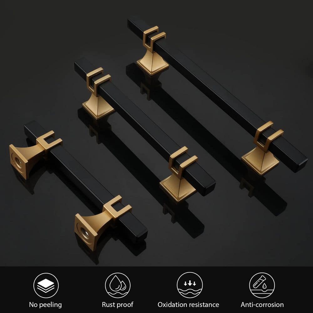 Numhew 10-Pack 5 in. Black and Gold Cabinet Pulls, Kitchen Cabinet Handles, Dresser Drawer Pulls, Kitchen Cabinet Hardware (3)