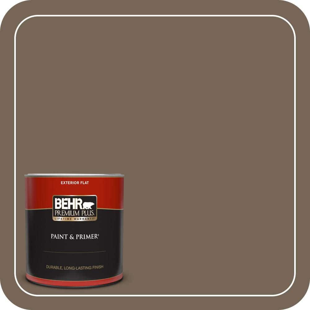 BEHR PREMIUM PLUS 1 qt. #N220-6 Landmark Brown Flat Exterior Paint & Primer
