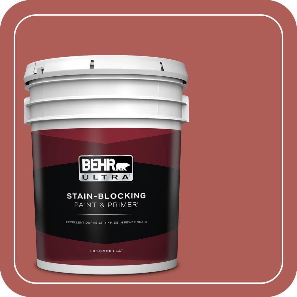 BEHR ULTRA 5 gal. #T12-1 Prairie Poppy Flat Exterior Paint & Primer