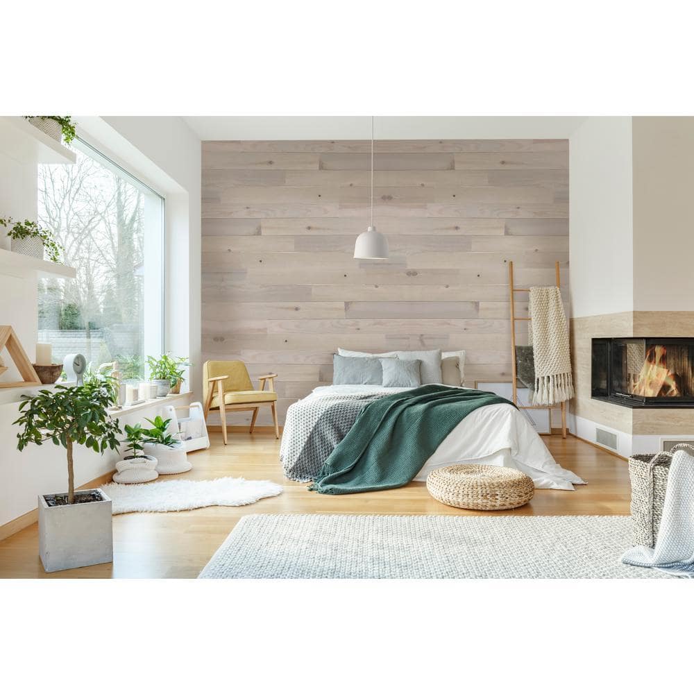 Timberchic 1/8 in. 4 in. 12-42 in. Pine Peel and Stick Wooden Decorative Wall Paneling ( sq. ft./Box) (2)