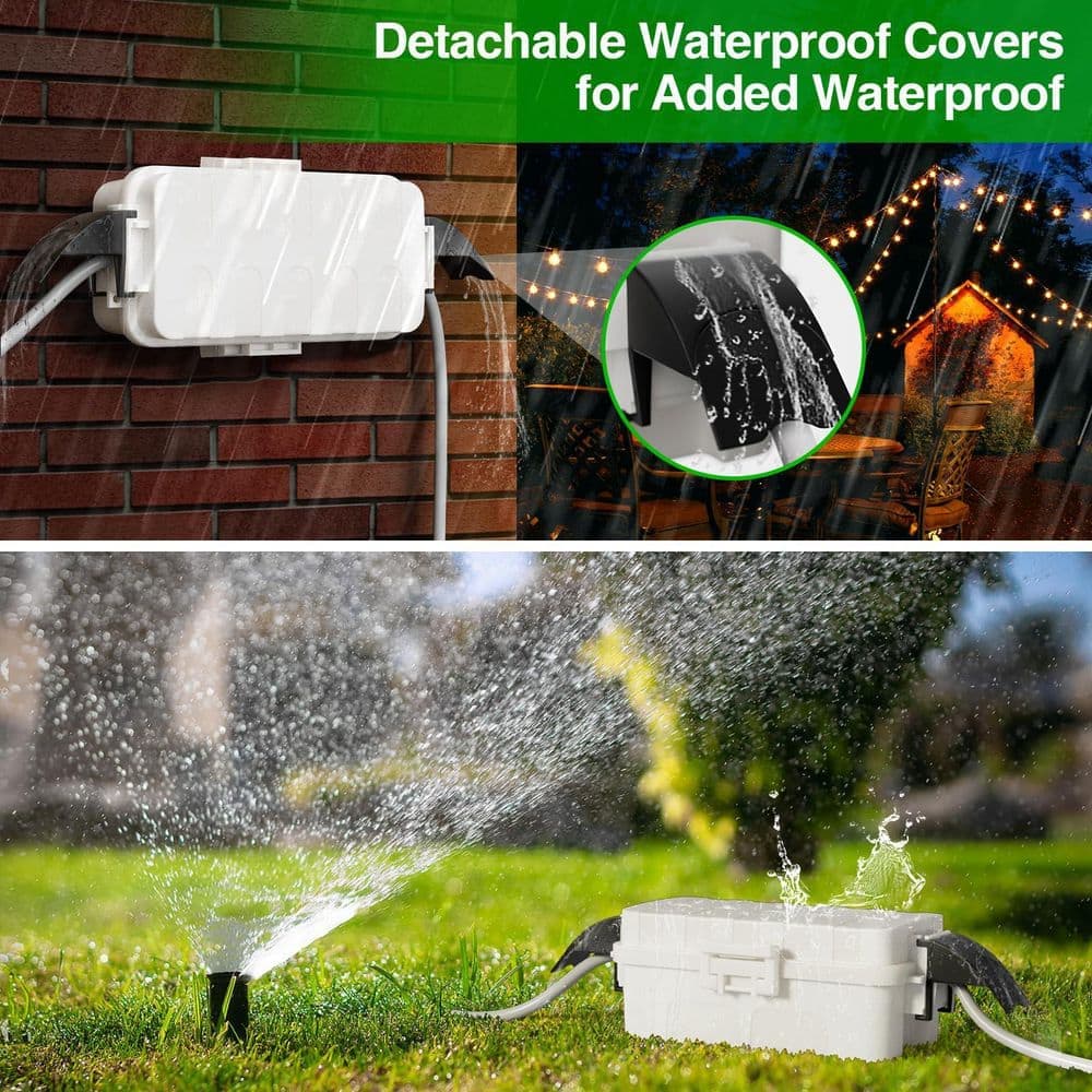Lukyamzn Waterproof Outdoor Electrical Box with Detachable Shield Covers, IP55 Cord Cover for Holiday Lights, White, 1-Pack (3)