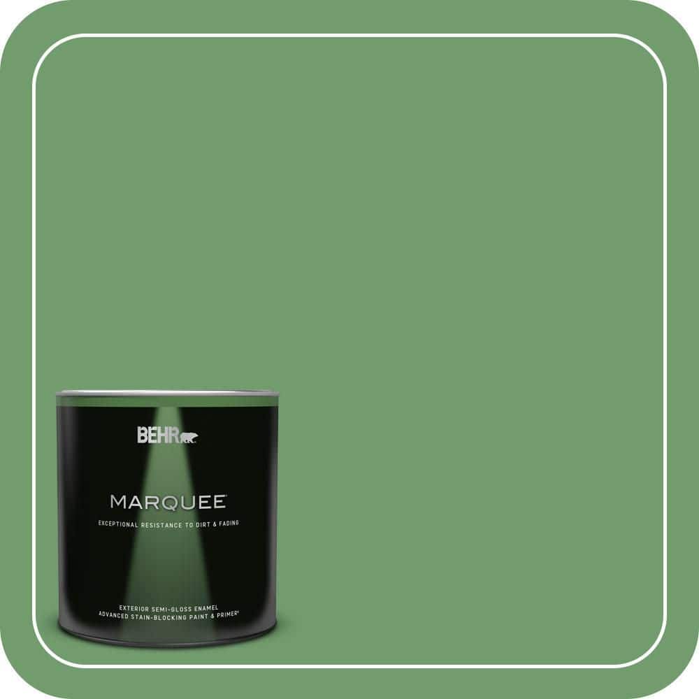 BEHR MARQUEE 1 qt. #450D-6 Shire Green Semi-Gloss Enamel Exterior Paint & Primer