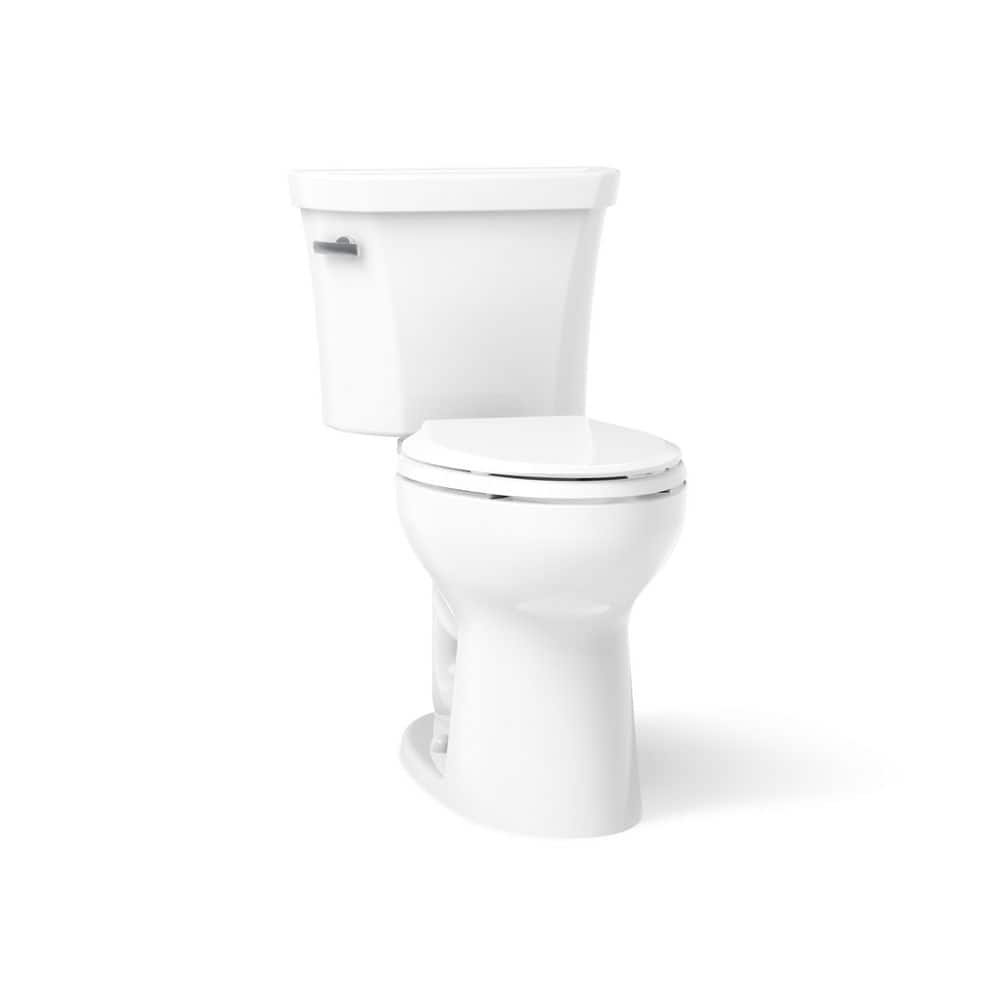 KOHLER Highline 2-Piece 1.28 GPF Flapper/Piston Elongated Toilet in Biscuit (Seat Not Included)
