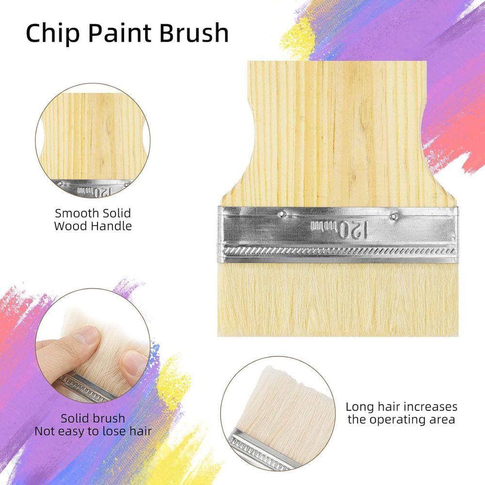 KIWDZFU 3/4/5 in. Flat Paddle Paint Brush Set for Oil and Acrylic with Wooden Handle 3-Pack (3)