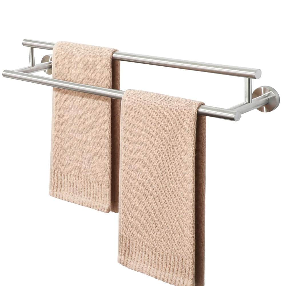 Unbranded 24 in. Wall Mount Double Towel Bar in Brushed Nickel Stainless Steel with Fingerprint-Resistant Finish (1)