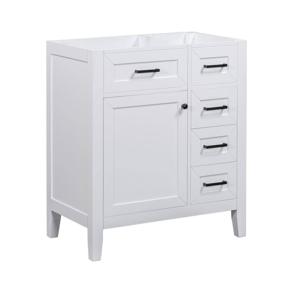 Lycvki 29.52 in. W x 17.71 in. D x 35 in. H Bath Vanity Cabinet without Top in White with Door and 3 Drawers (2)