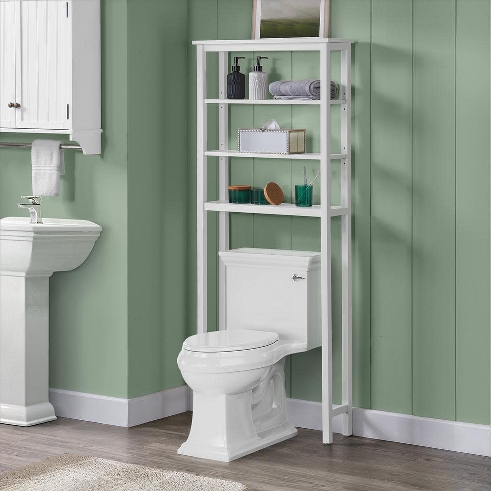 Alaterre Furniture Dover 27 in. W Over Toilet Space Saver with Open Shelving in White (1)