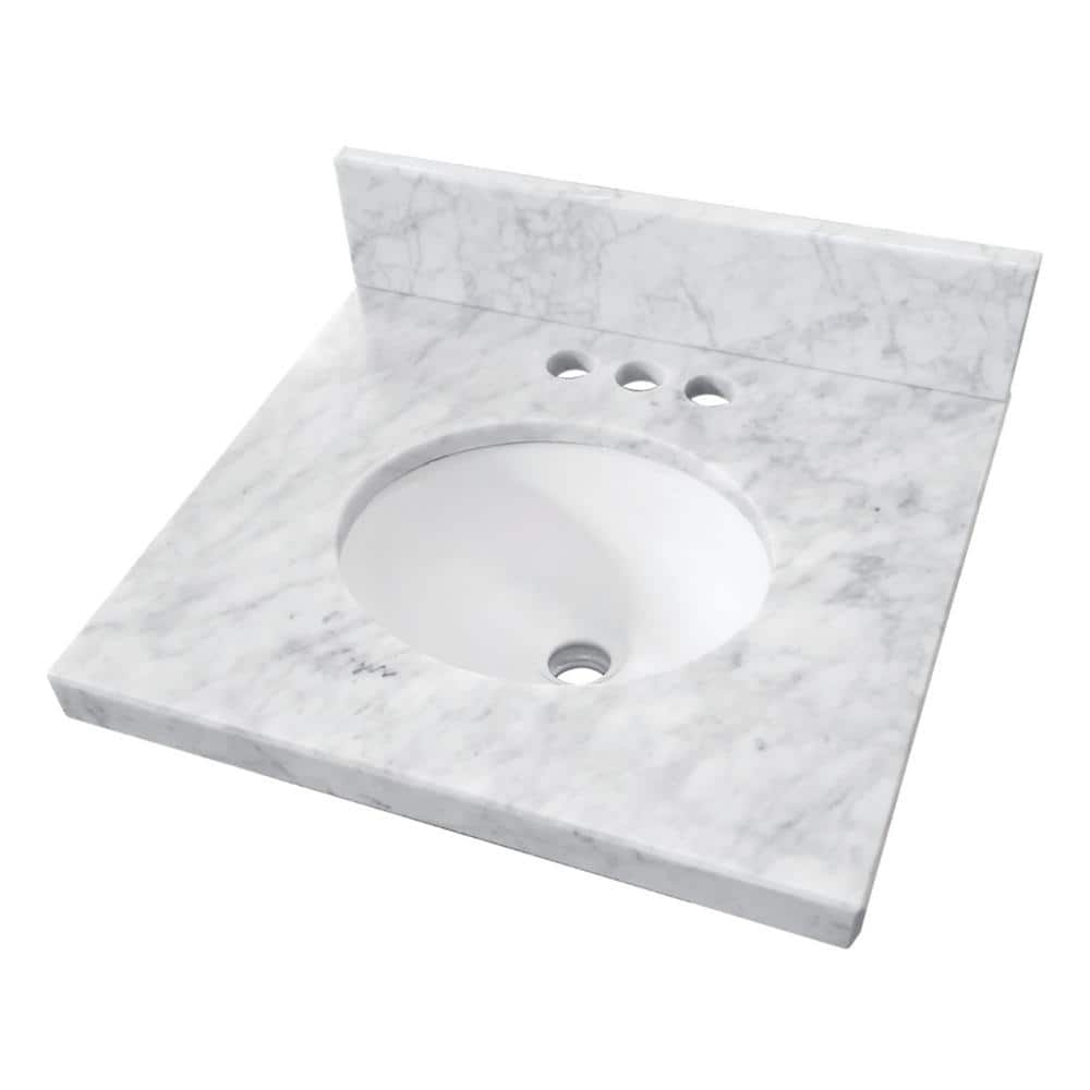 Kingston Brass Fredrickson 19 in. W x 17 in. D Marble Carrara White Rectangular Single Sink Vanity Top in White (1)
