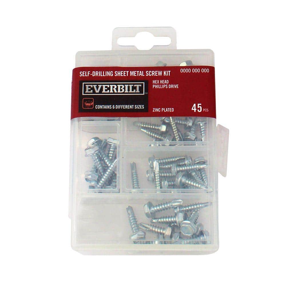 Everbilt 45-Piece Zinc-Plated Self-Drilling Sheet Metal Screw Kit (2)