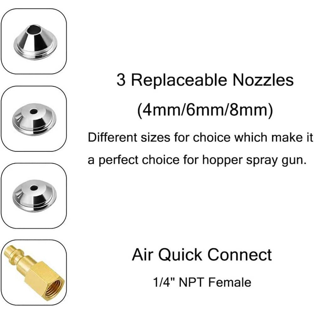 Unbranded 1.58 gal. Paint Sprayer, Aluminium Alloy Spray Gun with 4 mm 6 mm 8 mm Nozzles for Drywall Texture, White (3)