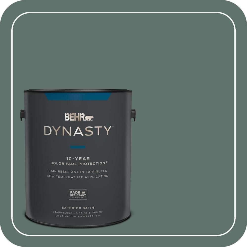 BEHR DYNASTY 1 gal. #PPU12-17 Cameroon Green Satin Enamel Exterior Stain-Blocking Paint & Primer