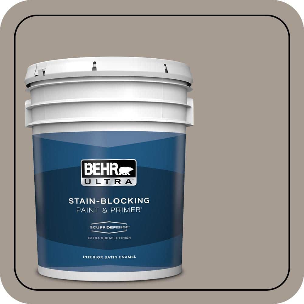 BEHR ULTRA 5 gal. #N200-4 Rustic Taupe Extra Durable Satin Enamel Interior Paint & Primer